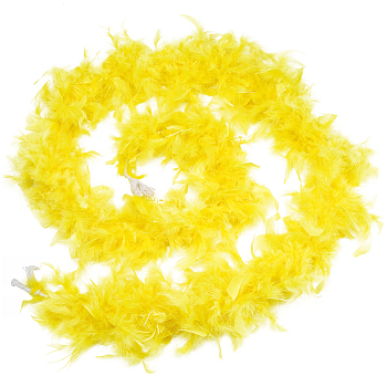 Turkey Feather Fluff Boa for Dancing, Wedding, Crafting Party Dress Up, Halloween Costume Decoration, Yellow, 180x5mm, about 2m/strand