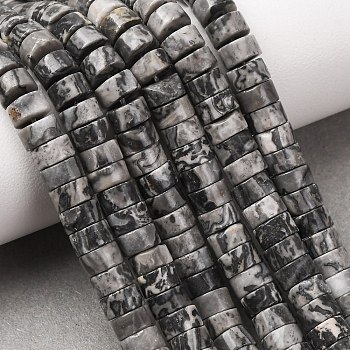 Natural Map Stone Beads Strands, Disc, Heishi Beads, 6x3.5mm, Hole: 0.8mm, about 115~118pcs/strand, 14.76~14.96''(37.5~38cm)