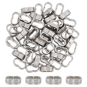 60Pcs 201 Stainless Steel Slide Charms/Slider Beads, for Leather Cord Bracelets Making, Stainless Steel Color, 12x6.5x5mm, Hole: 4x9.5mm