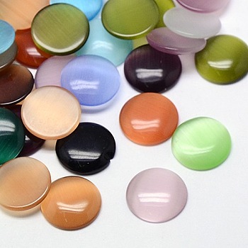 Cat Eye Cabochons, Half Round, Mixed Color, 7x2.5mm