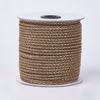Resin and Polyester Braided Cord, Metallic Cord, Khaki, 5x4mm, about 50yards/roll
