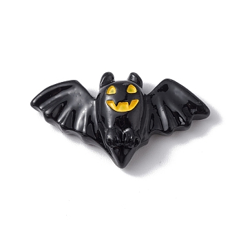 Halloween Theme Opaque Resin Cabochons, Black, Bat Pattern, 18x33x7.5mm