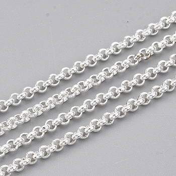 304 Stainless Steel Rolo Chains, Belcher Chain, Unwelded, with Spool, Silver Color Plated, 2.5x1mm, about 32.8 Feet(10m)/roll