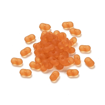 Transparent Acrylic Beads, Frosted, Peanut, Orange, 6x4x3mm, Hole: 1mm, about 10230pcs/500g