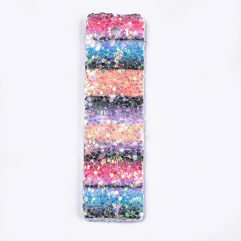 PU Leather Big Pendants, with Sequins, Rectangle, Colorful, 60x15x2mm, Hole: 3mm