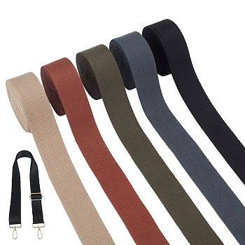 WADORN 5 Rolls 5 Colors Flat Polycotton Ribbon, Garment Accessories, Mixed Color, 1-1/2 inch(38mm), about 4 yards/roll, 1 roll/color