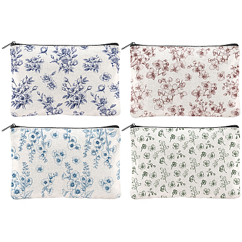 4Pcs Polycotton Shoulder Bags, Rectangle, Flower, 150x230mm, 4pcs/set