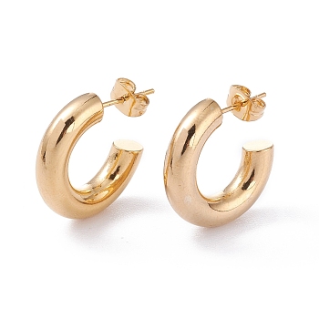 201 Stainless Steel Stud Earrings, with 304 Stainless Steel Pin, Ring, Golden, 20x5mm, Pin: 0.8mm