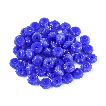 Resin Rhinestone Beads, Imitation Jelly, Rondelle, Blue, 8x4.2mm, Hole: 1.8mm(RESI-T020-22B-25)