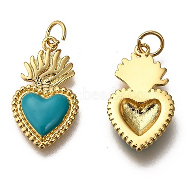 Golden Tone Brass Enamel Pendants(KK-K750-01G-D)-2