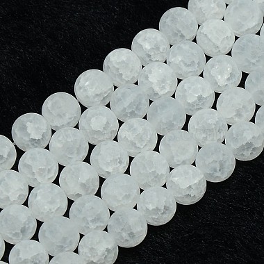 8mm Clear Round Crackle Quartz Beads