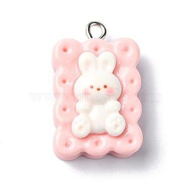 Platinum Rabbit Iron+Resin Pendants