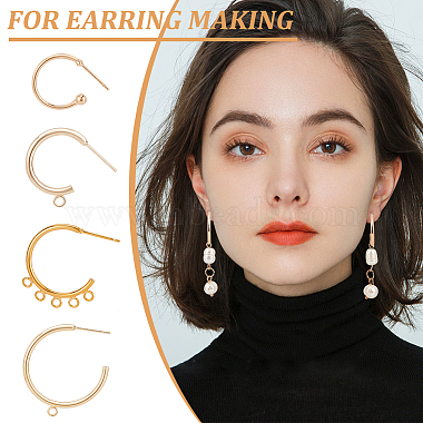 16Pcs 4 Style Brass Ring Stud Earring Findings(KK-BC0013-48)-6