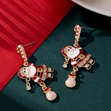 Alloy Enamel Santa Claus Dangle Stud Earrings(FS-WGFB69C-01)-4