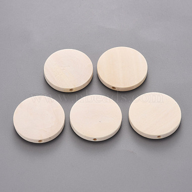 Antique White Flat Round Wood Beads