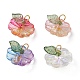 Transparent Glass Flower with Acrylic Leaf Pendants(PALLOY-JF02260)-1
