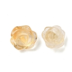 Heated Natural Citrine Beads, Half Drilled, Carved, Rose Flower, 12~14x6~10mm, Hole: 0.9mm(G-Z128-02B)