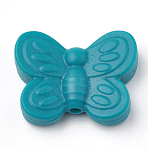 Food Grade Eco-Friendly Silicone Focal Beads, Butterfly, Dark Cyan, 20x25x6mm, Hole: 2mm(SIL-N001-01B)