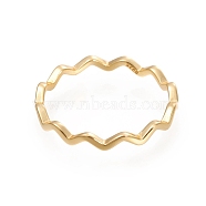 925 Sterling Silver Wavy Rings, Carved 925, Golden, US Size 7 1/4(17.5mm), 2.2mm(STER-D033-03C-G)