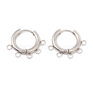 304 Stainless Steel Hoop Earring Findings, with Horizontal Loops, Ring, Stainless Steel Color, 16x20x2.5mm, Hole: 1.8mm, Pin: 0.9mm(STAS-D183-01P)