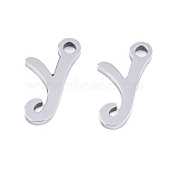 201 Stainless Steel Charms, Laser Cut, Alphabet, Stainless Steel Color, Letter.Y, 12.5x6x1mm, Hole: 1.4mm(X-STAS-T044-217P-Y)