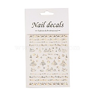 PET Christmas Laser Nail Art  Sticker, Self-adhesive, 3D Design, For Nail Tips Decorations, Mixed Christmas Theme Pattern, Gold, 10.4x8x0.02cm(MRMJ-B003-04G)