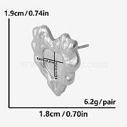 Fashionable Irregular Heart-shaped Stud Earrings for Women, 304 Stainless Steel High-end Earrings, Silver, 19x18mm(AV4282-1)