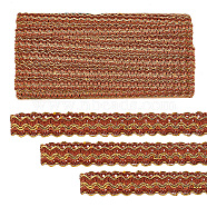 Filigree Corrugated Lace Ribbon, Wave Shape, for Clothing Accessories, Sienna, 15x1mm, 15 yard/roll(OCOR-WH0080-10B)