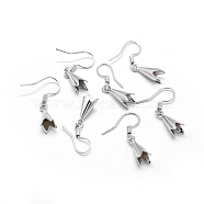 Brass Earrings Hook Findings, Platinum, 27mm, 26 Gauge, Pin: 0.4mm(KK-L184-28P)