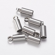 304 Stainless Steel Cord Ends, Stainless Steel Color, 8~8.5x3mm, Hole: 1.5mm, Inner Diameter: 2.5mm(STAS-F149-24P)