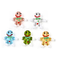 Gingerbread Man Handmade Lampwork Beads, Mixed Color, 27.5~28.5x23.5~24.5x7.5~8mm, Hole: 1.2mm(LAMP-G150-04A)
