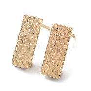 Brass Stud Earring Findings, with Horizontal Loop, Rectangle, Real 18K Gold Plated, 12x5mm, Hole: 2mm, Pin: 0.7mm(KK-G474-12G)