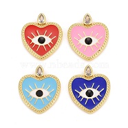 Rack Plating Brass Cubic Zirconia Pendants, with Enamel, Real 18K Gold Plated, Lead Free & Cadmium Free, Heart, Mixed Color, 23.5x20.5x4.5mm, Hole: 2.2x3.6mm(ZIRC-C031-02G)