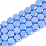 Electroplate Opaque Solid Color Glass Beads Strands, AB Color Plated, Faceted Flat Round, Royal Blue, 8x4mm, Hole: 1.5mm, about 99~101pcs/strand, 27.76 inch~28.94 inch, (70.5cm~73.5cm)(EGLA-T020-07E)