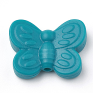 Food Grade Eco-Friendly Silicone Focal Beads, Chewing Beads For Teethers, DIY Nursing Necklaces Making, Butterfly, Dark Cyan, 20x25x6mm, Hole: 2mm(SIL-N001-01B)