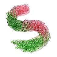 Transparent Painted Glass Beads Strands, Faceted, Rondelle, Colorful, 8x6.5mm, Hole: 1mm, about 63pcs/strand, 16.14''(41cm)(DGLA-A034-T8mm-A18)