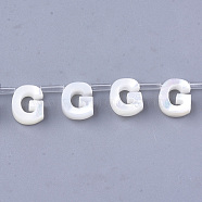 Natural Sea Shell Beads, White Shell Mother of Pearl Shell, Top Drilled Beads, Letter.G, 10x2.5~11.5x3mm, Hole: 0.8mm(SHEL-T012-60G)
