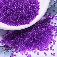 MIYUKI Round Rocailles Beads, Japanese Seed Beads, 11/0, (RR1315) Dyed Transparent Red Violet, 2x1.3mm, Hole: 0.8mm, about 1111pcs/10g(X-SEED-G007-RR1315)