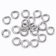304 Stainless Steel Open Jump Rings, Stainless Steel Color, 18 Gauge, 5x1mm, Inner Diameter: 3mm(X-STAS-H555-11P)