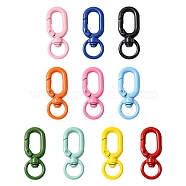 10Pcs Spray Painted Alloy Swivel Clasps, Oval Rings, Mixed Color, 39x15.5x7mm, Hole: 10.5mm, inner diameter: 16.5x8mm(FIND-YW0001-57)