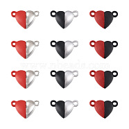 12 Sets 3 Colors Alloy Magnetic Clasps, for Pendants Making, Heart, Mixed Color, 10~10.5x15~15.5x6~6.5mm, Hole: 1.4~1.5mm, 4 sets/color(FIND-YS0001-17)