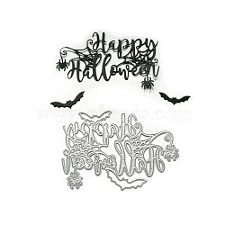 Word Happy Halloween Frame Carbon Steel Cutting Dies Stencils, for DIY Scrapbooking/Photo Album, Decorative Embossing DIY Paper Card, Matte Platinum Color, 10.8x7x0.08cm(DIY-H106-19)