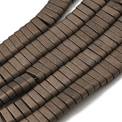 Electroplated Non-magnetic Synthetic Hematite Beads Strands, Rectangle, Matte Style, 2-Hole, Coffee, 6x2x3mm, Hole: 1.2mm, about 199pcs/strand, 15.75 inch(40cm)(G-C106-B01-09A)
