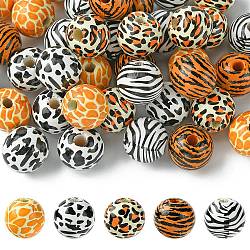 40Pcs 5 Colors Wood European Beads, Large Hole Beads, Animal Grain, Mixed Color, 15.5x14.5mm, Hole: 4mm, 8pcs/color(WOOD-FS0001-20)