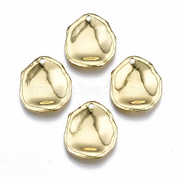 Rack Plating Hammered Alloy Pendants, Cadmium Free & Lead Free, Oval, Light Gold, 23.5x20.5x2.5mm, Hole: 1.6mm(PALLOY-T077-121LG-RS)