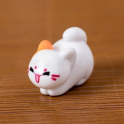 Resin Cat Shape Miniature Ornaments, for Garden Dollhouse Accessories, White, 21x29mm(PW-WG8279B-01)