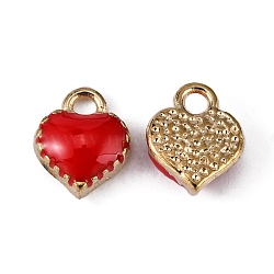 Alloy Enamel Charms, Cadmium Free & Lead Free, Heart, Light Gold, Red, 8x7.5x2.5mm, Hole: 1.5mm(ENAM-Q033-051D)