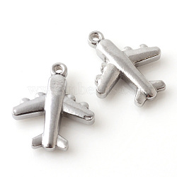 Tarnish Resistant 201 Stainless Steel Airliner Pendants, Passenger Airplane, Stainless Steel Color, 18.5x15.5x3.5mm, Hole: 1.5mm(STAS-Q195-103)