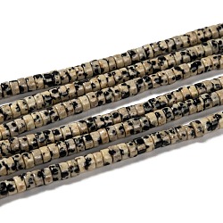 Natural Dalmatian Jasper Beads Strands, Heishi Beads, Flat Round/Disc, 4.5x2.5mm, Hole: 0.8mm, about 160pcs/Strand, 15.7 inch(40cm)(G-L528-10)