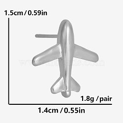 304 Stainless Steel Cartoon Airplane Stud Earrings, Unique Design Fashion, Silver, 15x14mm(FD2961-1)